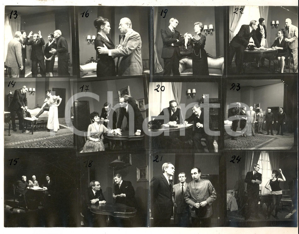 Fotografia d epoca originale 1960 ca TEATRO MILANO Ho ucciso il conte Foto di scena 12 provini 24x18 1