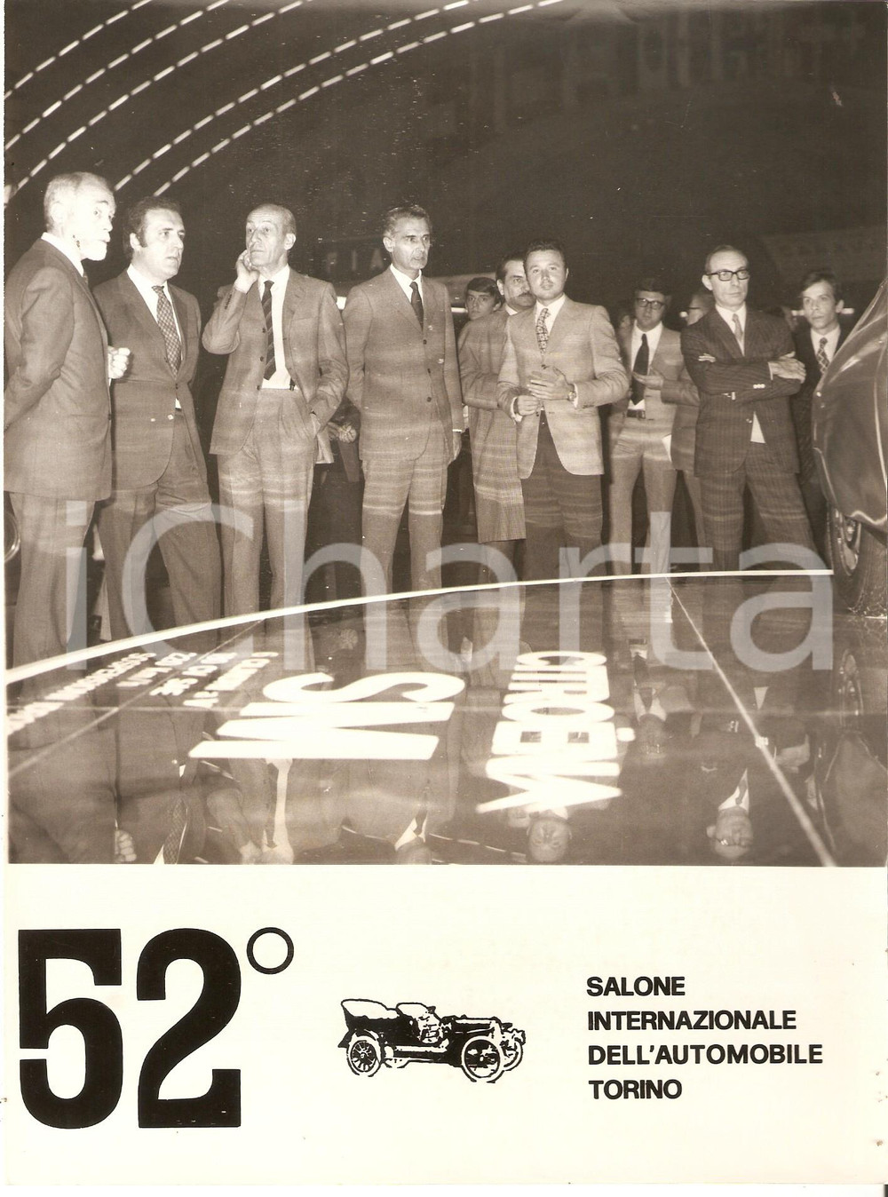 Fotografia d epoca originale 1970 SALONE DELL AUTO DI TORINO Dirigenti al padiglione della CITROEN SM Foto 1