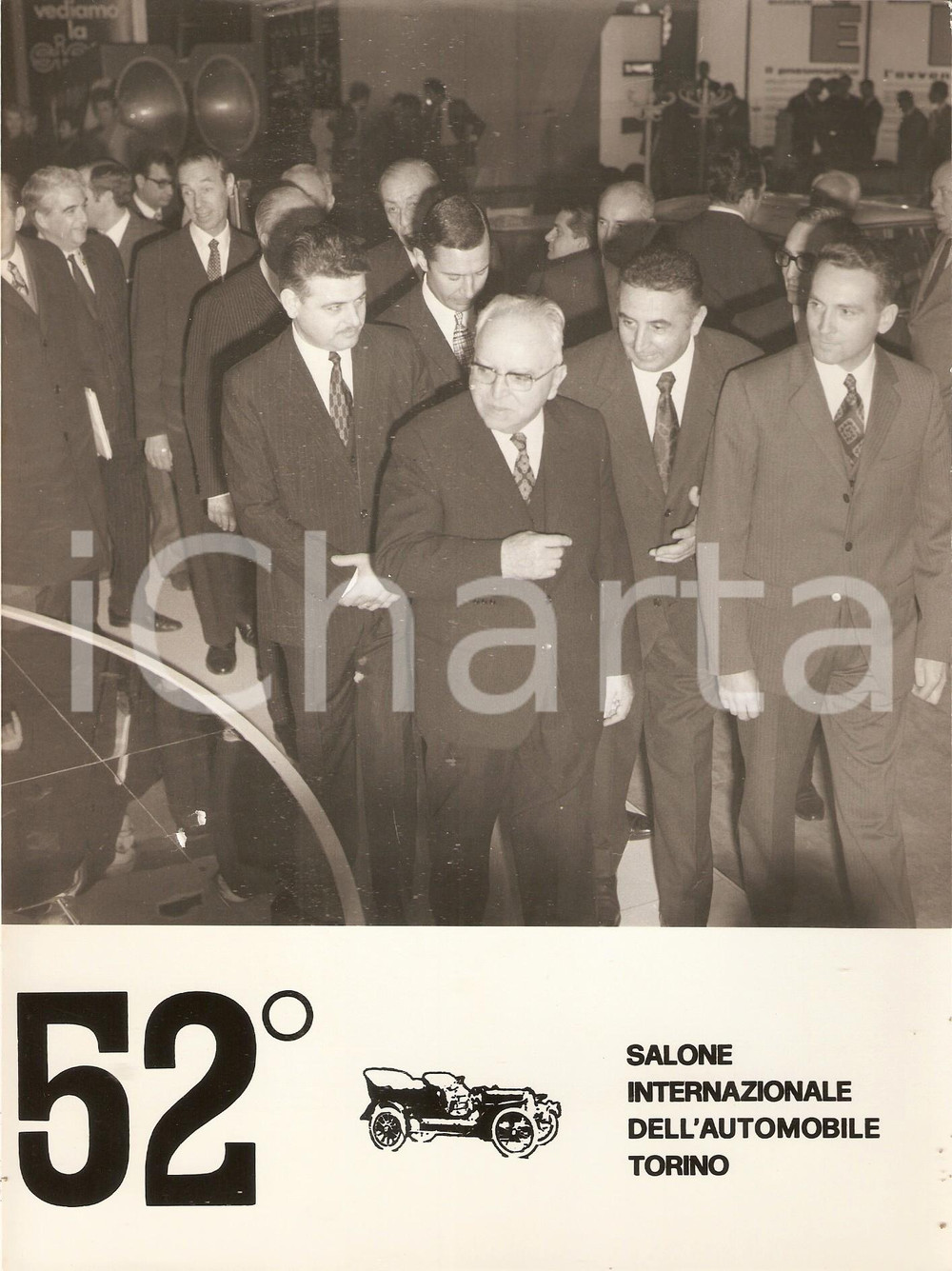 Fotografia d epoca originale 1970 SALONE DELL AUTO DI TORINO Ministro Silvio GAVA con dirigenti CITROEN Foto 1