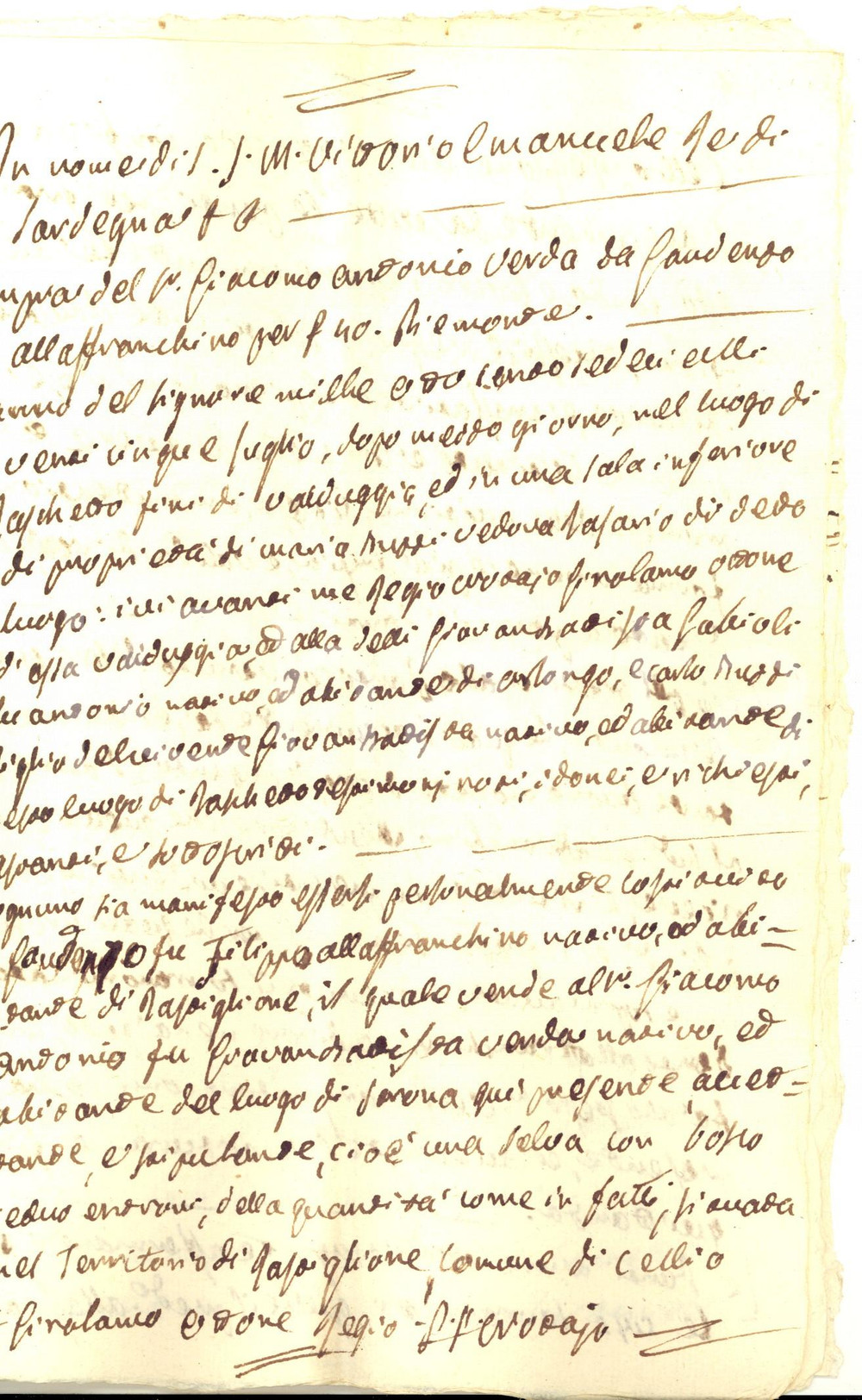 Documento originale, autentico 1816 RASTIGLIONE Gaudenzo ALLANFRANCHINI vende selva a Giacomo Antonio VERDA 1