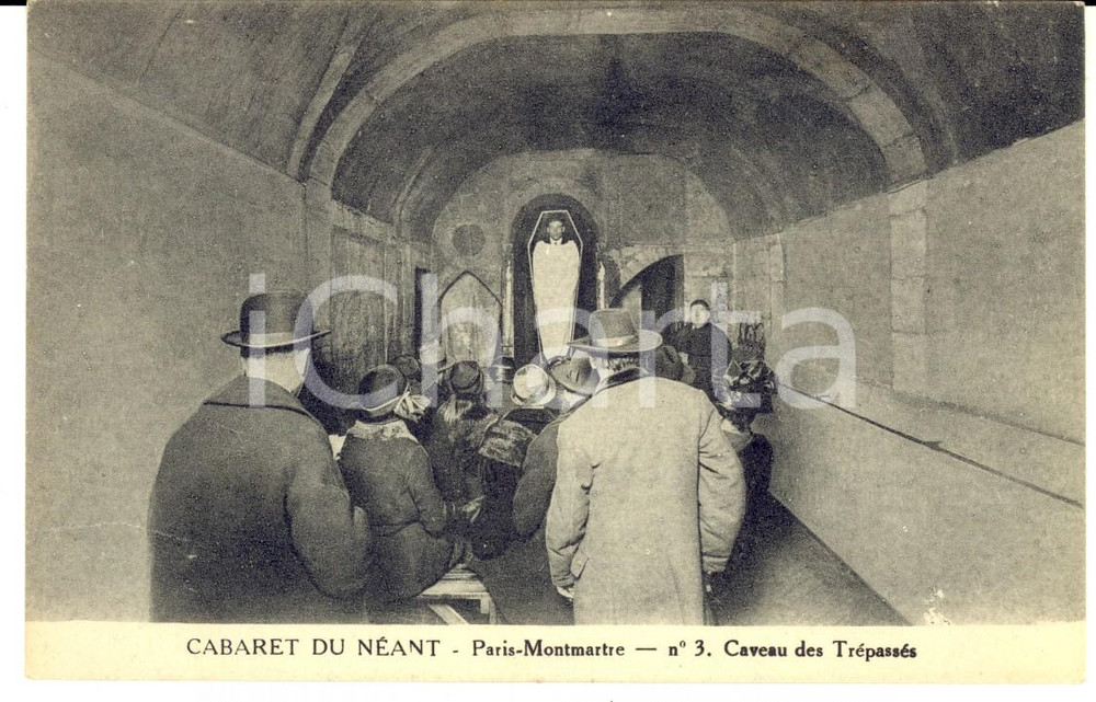 Cartolina originale da collezione 1910 ca PARIS MONTMARTRE Cabaret du NÃ©ant  Caveau des trépassés Carte postale 1