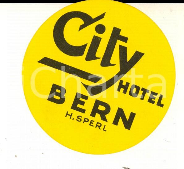 Materiale pubblicitario d’epoca 1940 ca BERN SUISSE CITY Hotel Etichetta pubblicitaria VINTAGE 6 cm 1