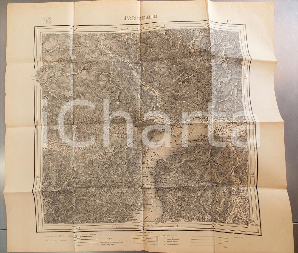 Mappa, planimetria storica 1895 Istituto Geografico Militare CARTA D ITALIA  CANNOBIO Mappa 70x65 cm 1