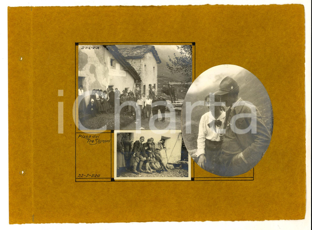 Fotografia d epoca originale 1920 PIZZO DEI TRE SIGNORI Turismo scolastico  Gruppo al rifugio 3 foto 1
