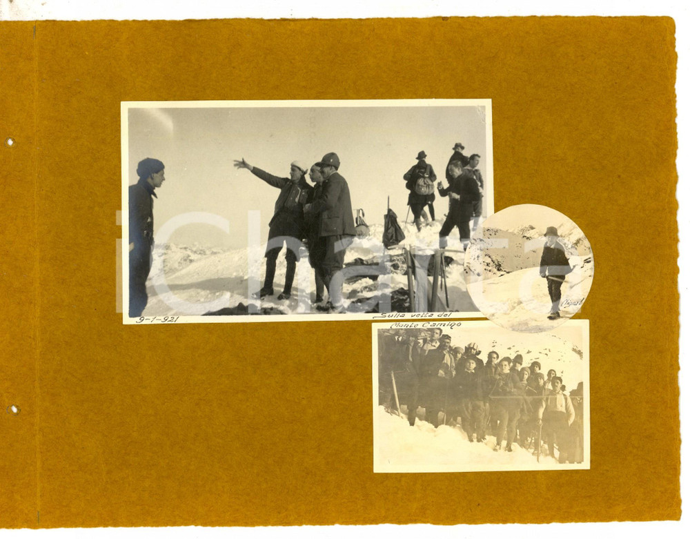 Fotografia d epoca originale 1921 ALPINISMO Monte CAMINO Turismo scolastico  In vetta Collage 3 foto 1