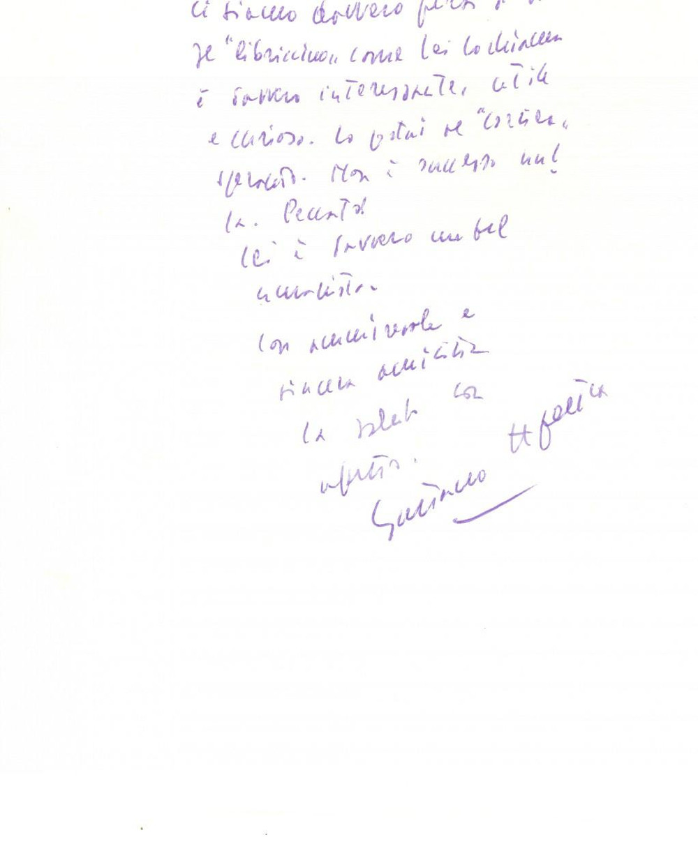 Autografo originale 1990 ca MILANO Lettera Gaetano AFELTRA per salutare un collega Autografo 1