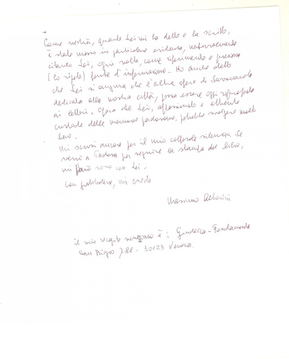 Autografo originale 1991 ANDALO Massimo ALBERINI al lavoro su Michele Savonarola Autografo 1