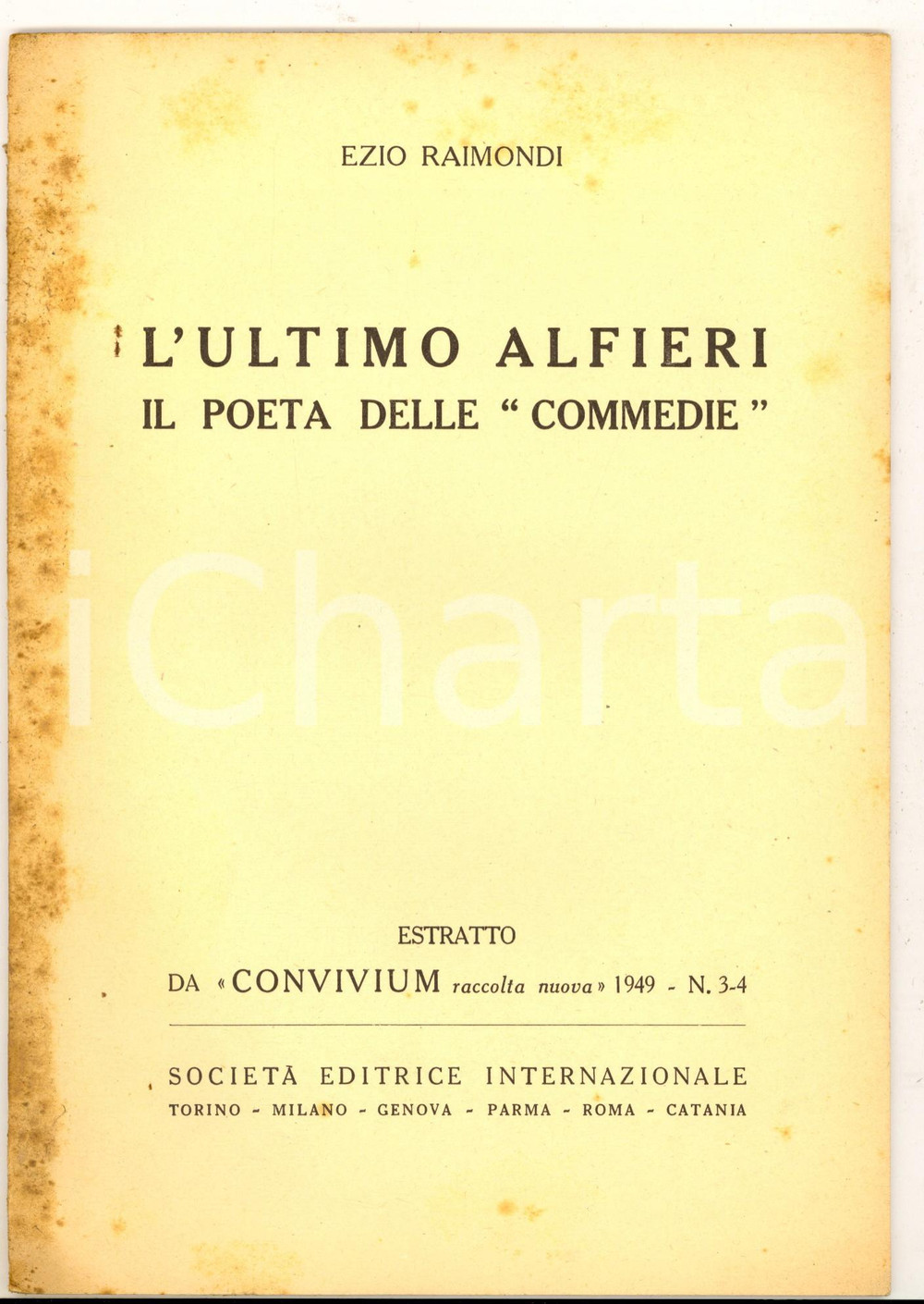 Libro, pubblicazione d epoca 1949 Ezio RAIMONDI L ultimo Alfieri, il poeta delle commedie Estratto 1