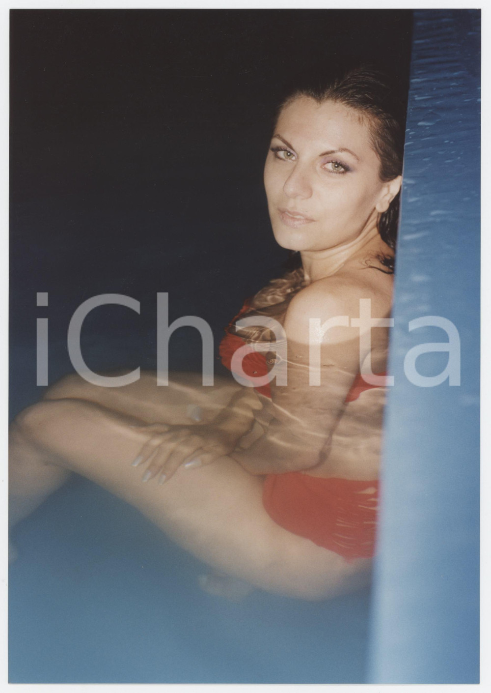 Fotografia d epoca originale 1995 ca COSTUME ITALIA Attrice Leila VIRZÃŒ in piscina  Foto 15x22 cm 4 1