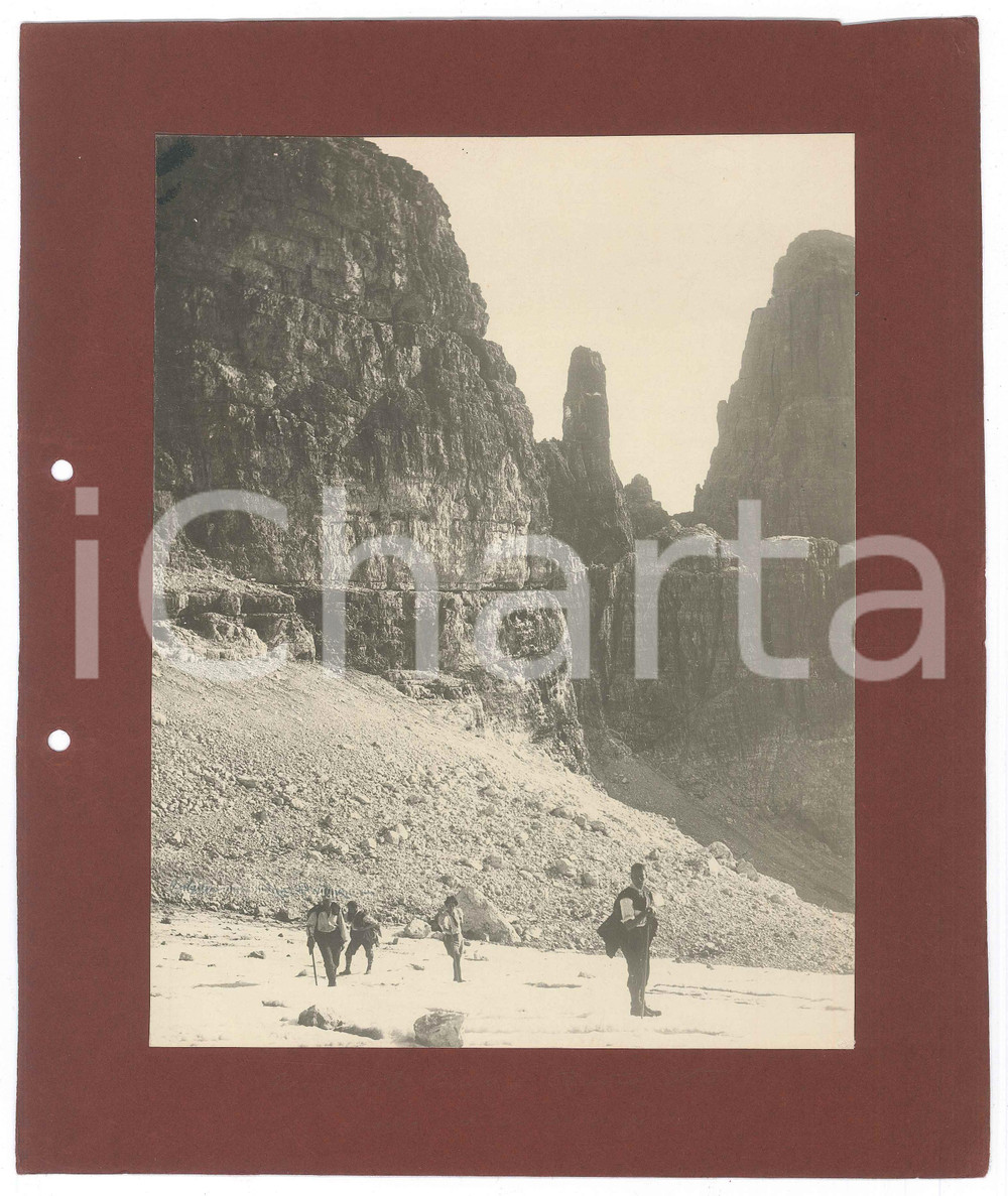 Fotografia d epoca originale 1900 ca DOLOMITI DI BRENTA Campanile Basso BRENTA ALTA Vedretta della Tosa Foto 1