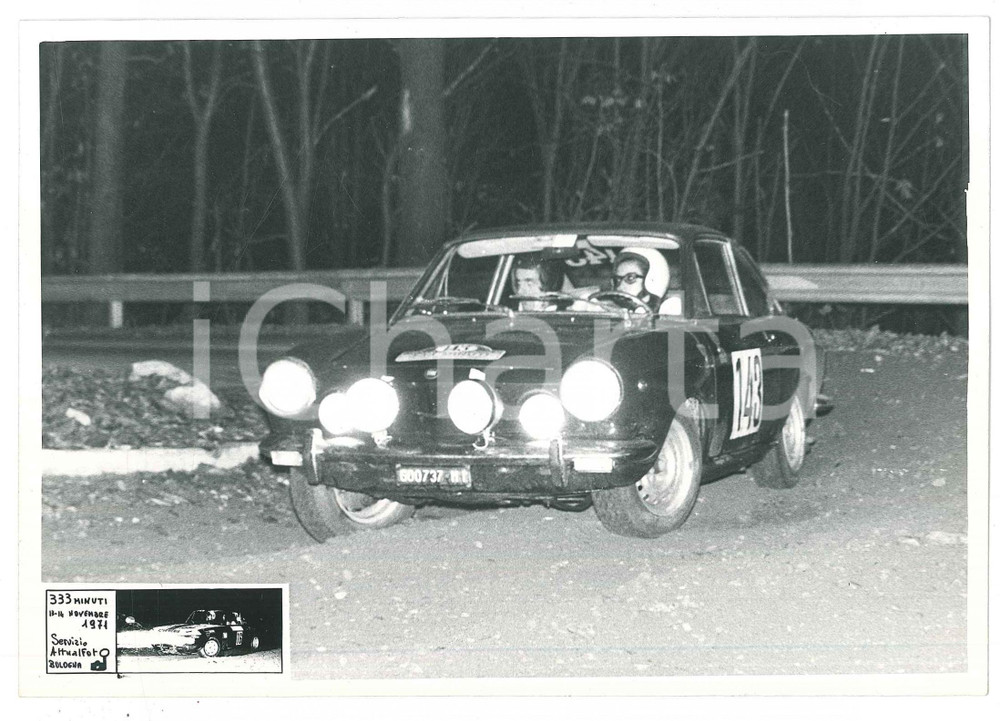 Fotografia d epoca originale 1971 RALLY Gara 333 MINUTI Fiat 850 CoupÃ© n. 143  Foto 18x12 cm 1