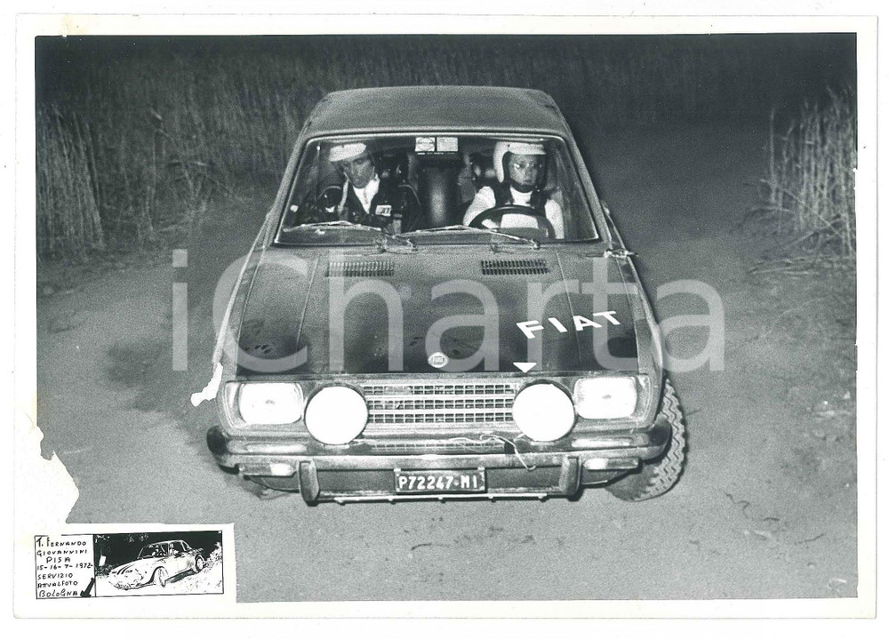 Fotografia d epoca originale 1972 PISA  RALLY Fiat 128 CoupÃ© n.130  Simonetta DEL MAZZA Foto 17x12 cm 11 1