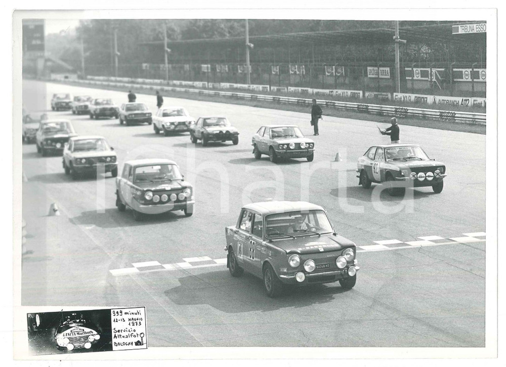 Fotografia d epoca originale 1973 RALLY Gara 999 MINUTI Fiat X1/9  Simca 1000  Fiat 128 CoupÃ©  Foto 17x12 1