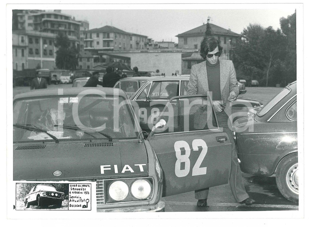 Fotografia d epoca originale 1973 RALLY Giro dei Monti Savonesi  Fiat 128 CoupÃ©  Sergio CARDARELLI Foto 1