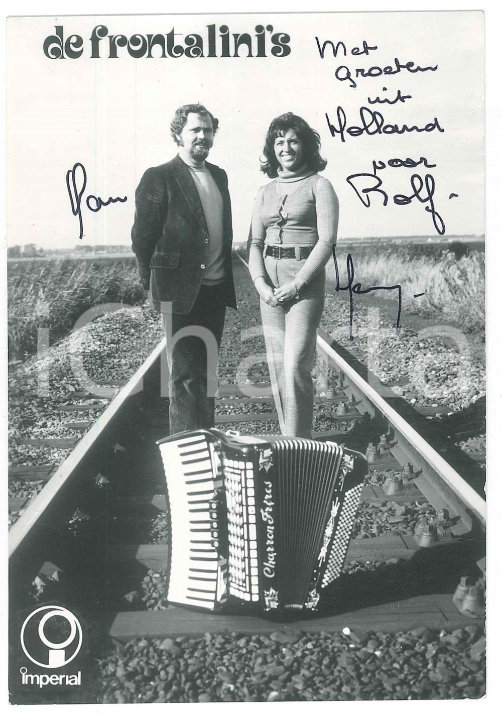 Autografo originale 1970 ca GERMANY  MUSIC  The FRONTALINI S  SIGNED Photo 10x15 cm IMPERIAL 1