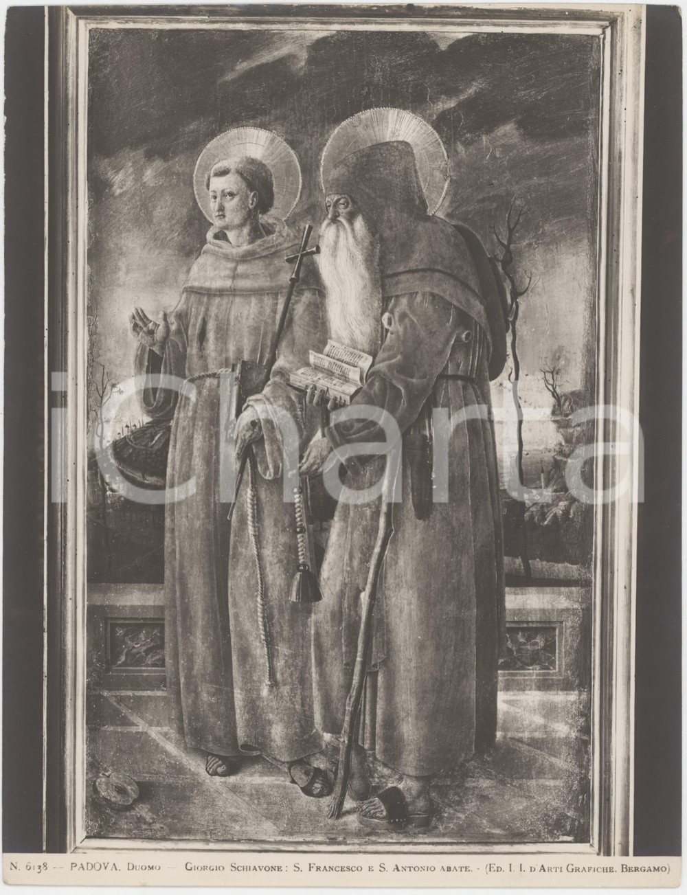 Fotografia d epoca originale 1940 ca PADOVA DUOMO San Francesco Sant Antonio Abate di Giorgio SCHIAVONE Foto 1