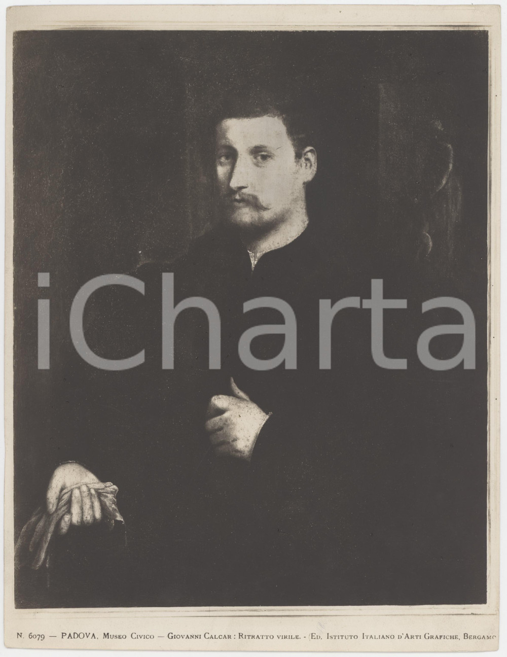 Fotografia d epoca originale 1940 ca PADOVA Museo Civico  Giovanni Calcar: ritratto virile  Foto seriale 1