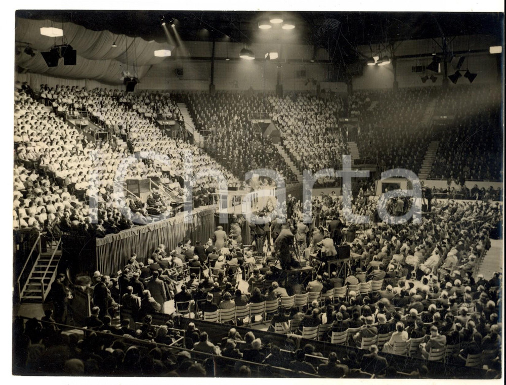 Fotografia d epoca originale 1954 LONDON HARRINGAY ARENA Evangelist Billy GRAHAM opens GREATER LONDON CRUSADE 1