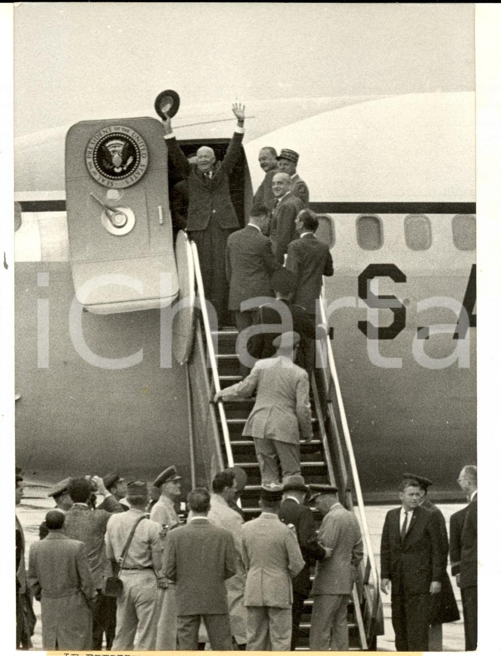 Fotografia d epoca originale 1959 PARIS Dwight EISENHOWER lascia la Francia dopo la visita ufficiale Foto 1