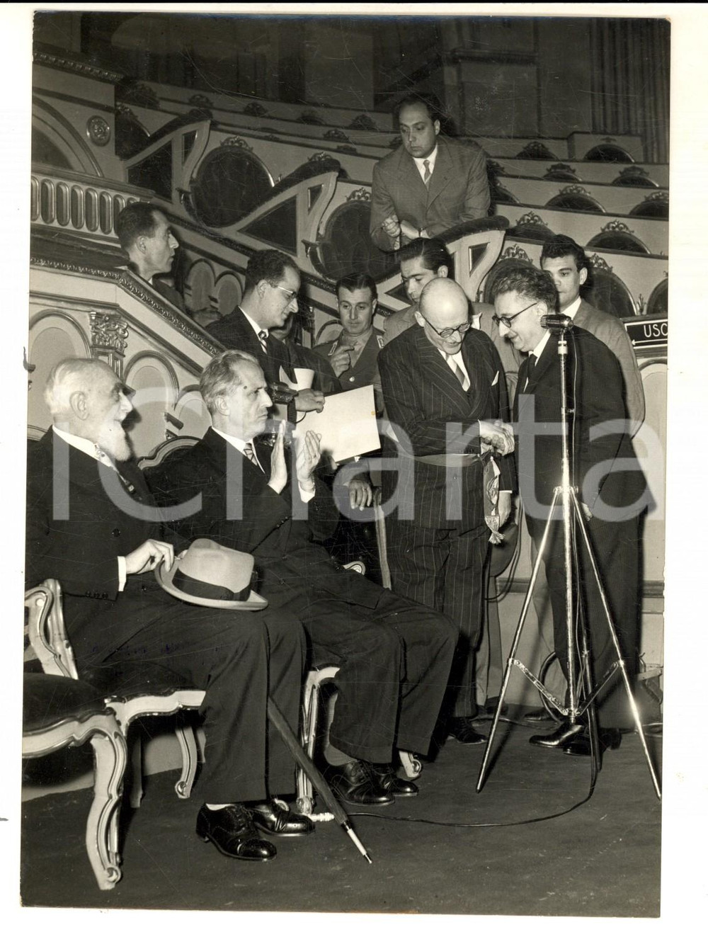 Fotografia d epoca originale 1957 TORINO Cerimonia sul Risorgimento  Sindaco Amedeo PEYRON e Giovanni LEONE 1