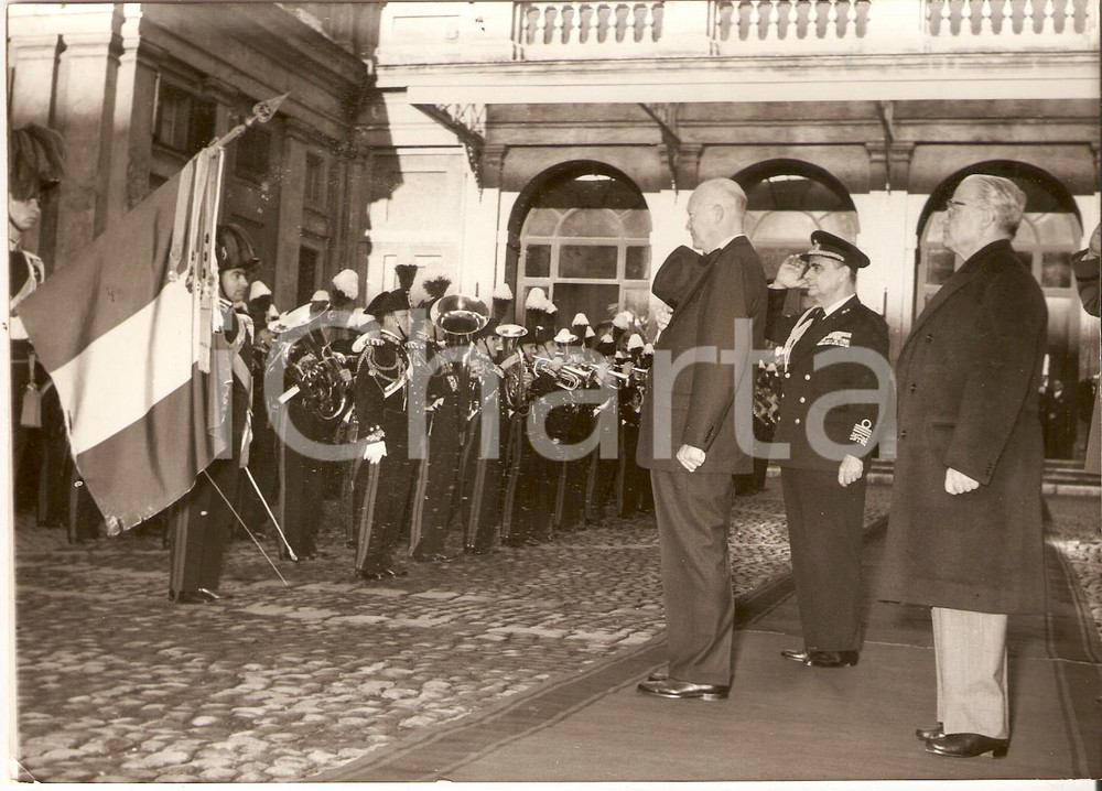 Fotografia d epoca originale 1959 ROMA Dwight EISENHOWER e Giovanni GRONCHI davanti a picchetto d onore Foto 1
