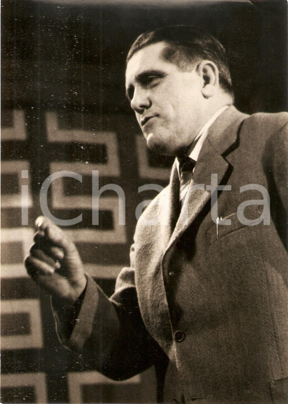 Fotografia d epoca originale 1957 LASCIA O RADDOPPIA Gino LENA Ritratto del concorrente Foto 13x18 cm 1