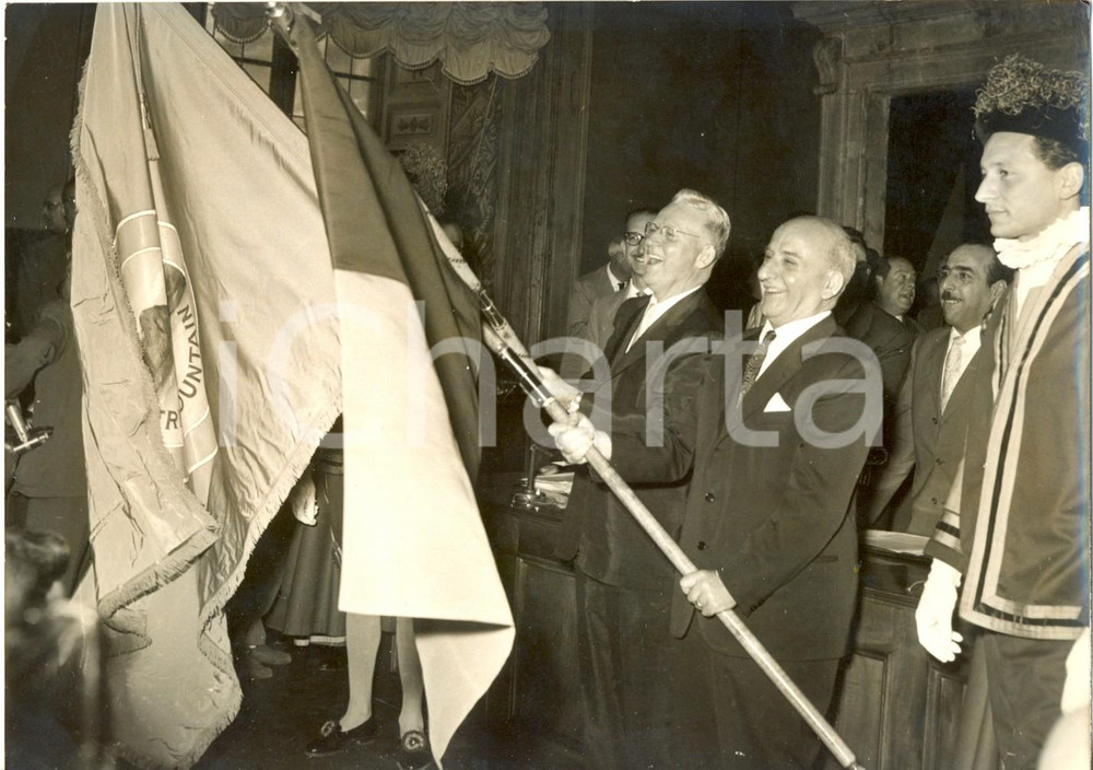 Fotografia d epoca originale 1957 ROMA Settimana del Saluto alla cittÃ  di Boston  Sindaci TUPINI e HYNES 1