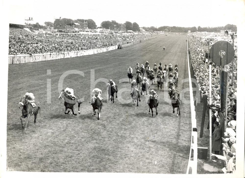 Fotografia d epoca originale 1961 LONDON  Epsom Derby   Roger POINCELET wins on Psidium Photo 20x15 cm 1