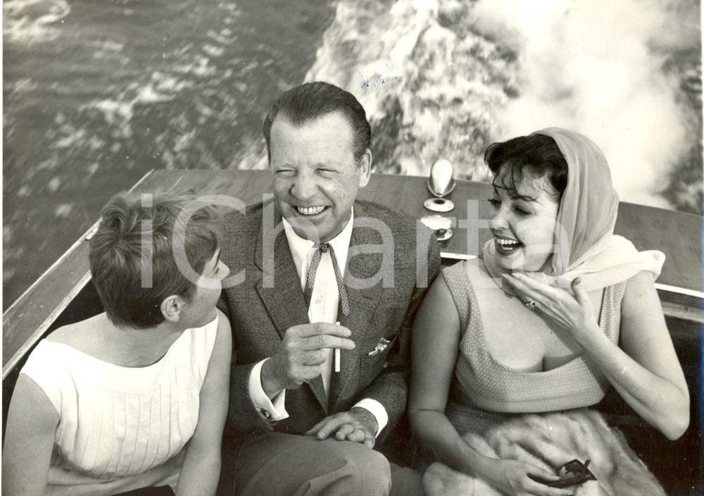Fotografia d epoca originale 1959 VENEZIA  Dan DAILEY Camilla WILLIAMS e l amica MalÃ¹ PANTERA Foto 18x13 cm 1