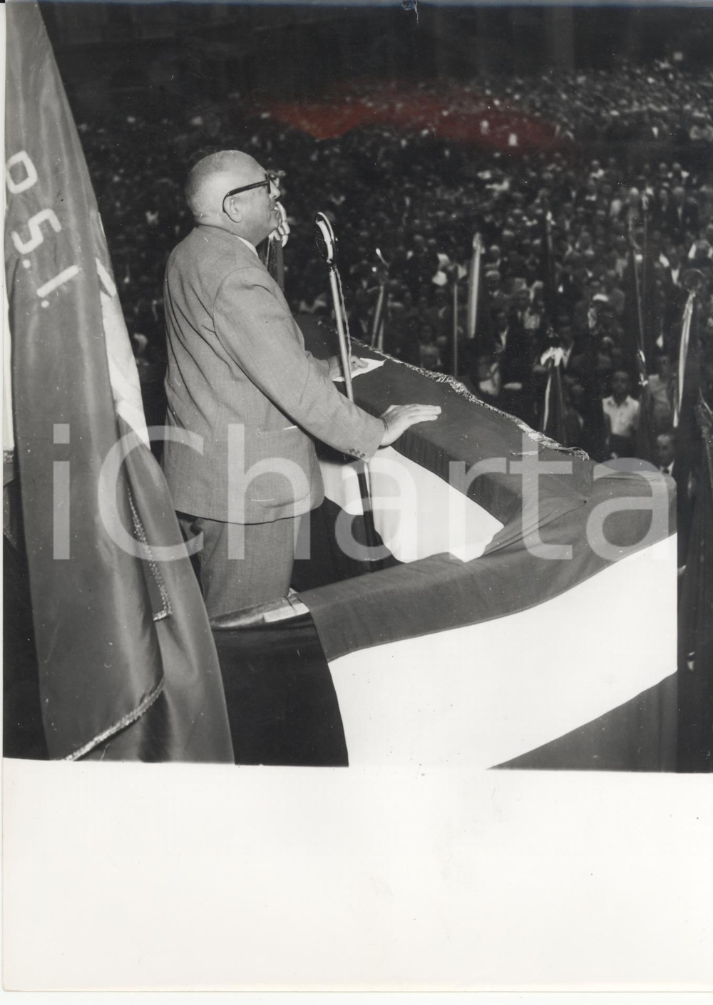 Fotografia d epoca originale 1954 GENOVA  Pietro NENNI alla sezione socialista di Sampierdarena Foto 18x24 1