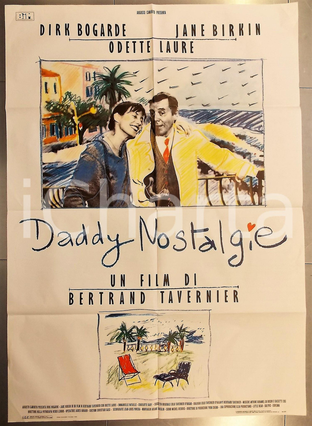 Materiale cinematografico d’epoca 1990 DADDY NOSTALGIA Bertrand TAVERNIER Dirk BOGARDE Manifesto 100x140 cm 1