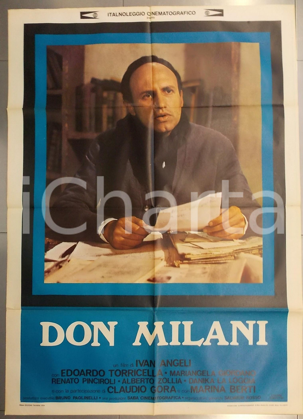 Materiale cinematografico d’epoca 1976 DON MILANI Edoardo TORRICELLA Marina BERTI Claudio GORA Manifesto 100x140 1