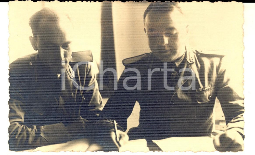 Fotografia d epoca originale 1937 AOI ADDIS ABEBA Stato Maggiore  Ufficiale con l allievo GASPARI Foto 1