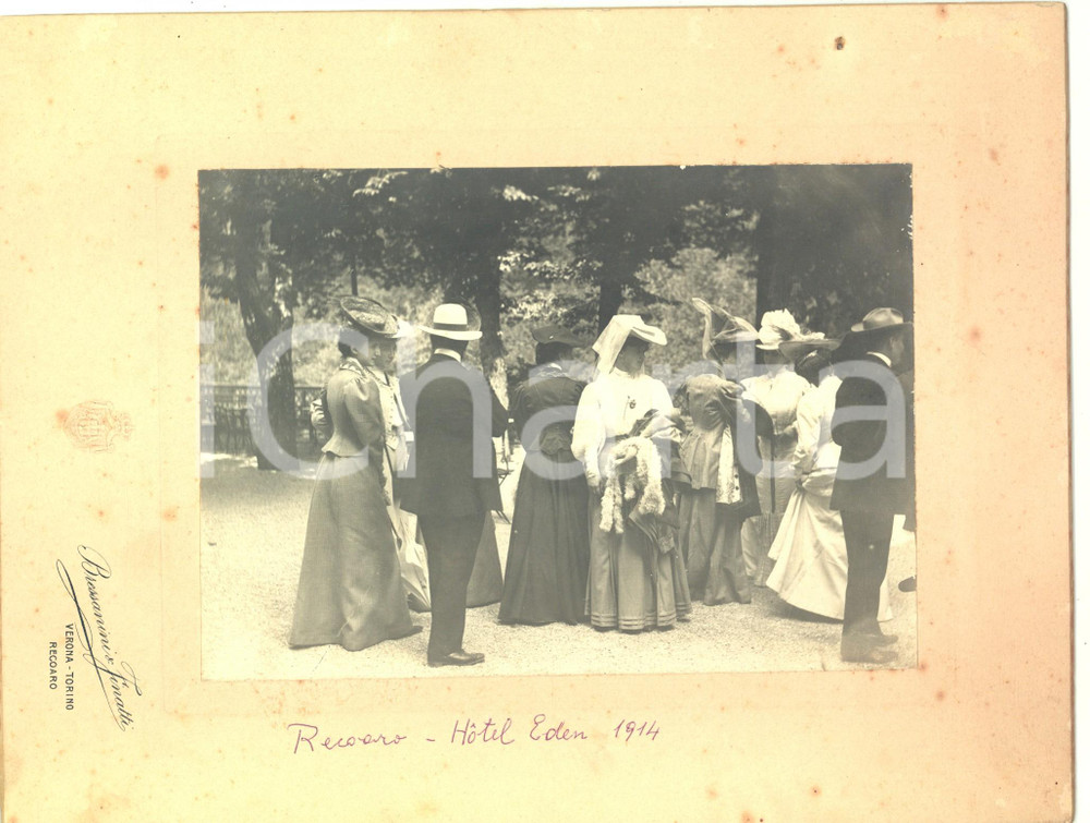 Fotografia d epoca originale 1914 RECOARO TERME Villeggianti all Hotel EDEN  Foto BRESSANINI & FINATTI 1