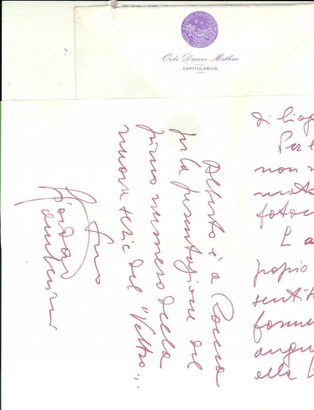 1974 RAVENNA Giordano GAMBERINI invita a un convegno biografico *Autografo Lettera interamente autografa del noto saggista e massone, Gran Maestro del Grande Oriente d'Italia.Carta intestata "Ordo Domus Mathae".CONDIZIONI: G (piegature d'epoca)PAGINE: 4 + 3 (copia del programma del convegno)    originale e autentica 1