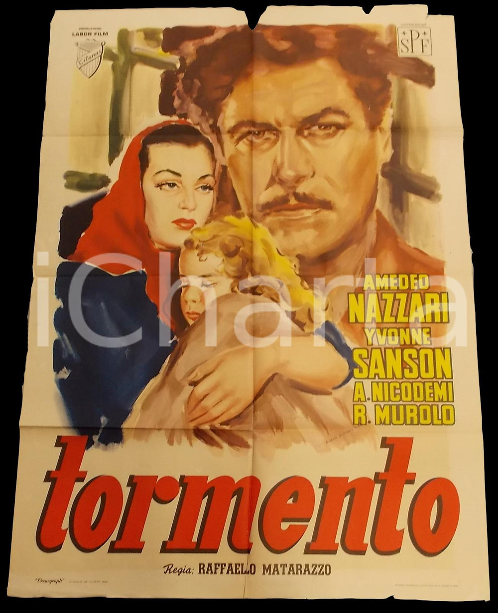 Materiale cinematografico d’epoca 1950 TORMENTO Amedeo NAZZARI Yvonne SANSON Roberto MUROLO Manifesto 100x140 cm 1