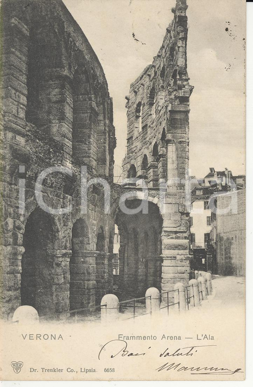 Cartolina originale da collezione 1908 ARENA DI VERONA Scorcio con una porzione dell Ala Cartolina FP VG 1