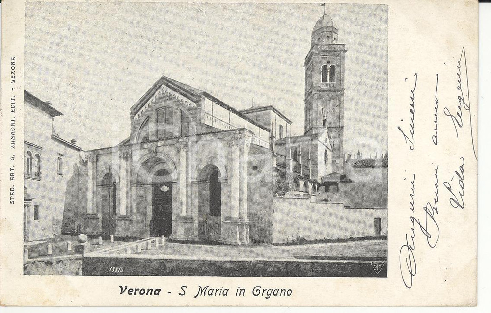 Cartolina originale da collezione 1905 ca VERONA Chiesa di Santa Maria in Organo  Panorama Cartolina FP VG 1