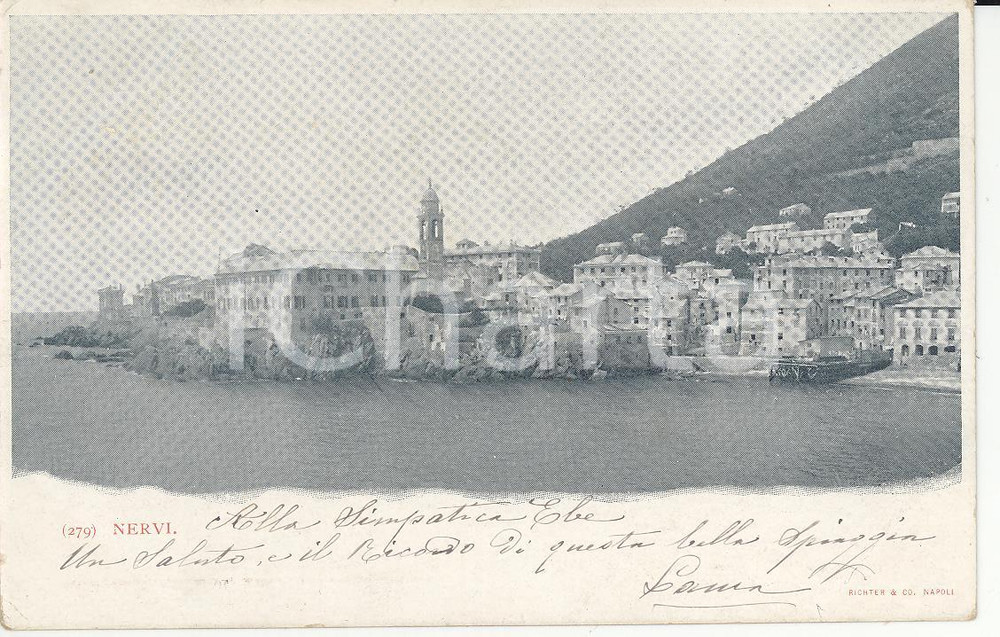 Cartolina originale da collezione 1900 ca GENOVA NERVI Panorama del porticciolo Cartolina FP VG 1