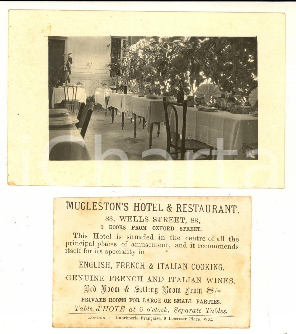 Fotografia d epoca originale 1915 ca LONDON Wells Street  MUGLESTON S Hotel  The restaurant  Photo 13x9 1