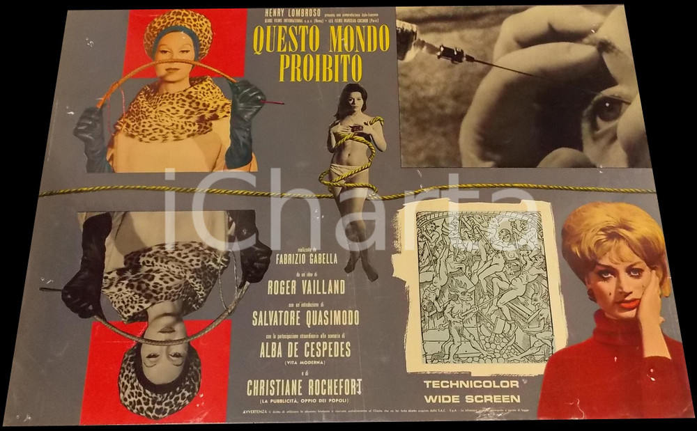 Materiale cinematografico d’epoca 1963 QUESTO MONDO PROIBITO Salvatore QUASIMODO Fotobusta MONDO MOVIE 67x50 1