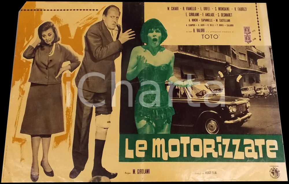 Materiale cinematografico d’epoca 1963 LE MOTORIZZATE Totò Raimondo VIANELLO Sandra MONDAINI Fotobusta DANNEGGIATA 1