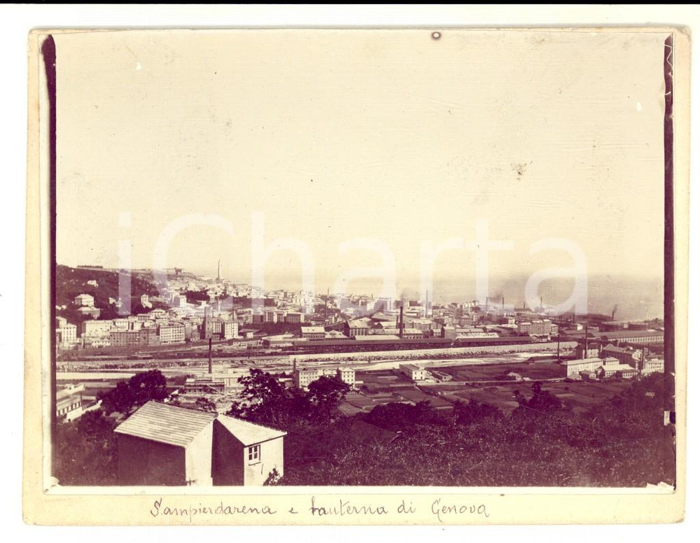 Fotografia d epoca originale 1925 ca GENOVA Veduta di Sampierdarena e della Lanterna Foto 12x9 cm 1