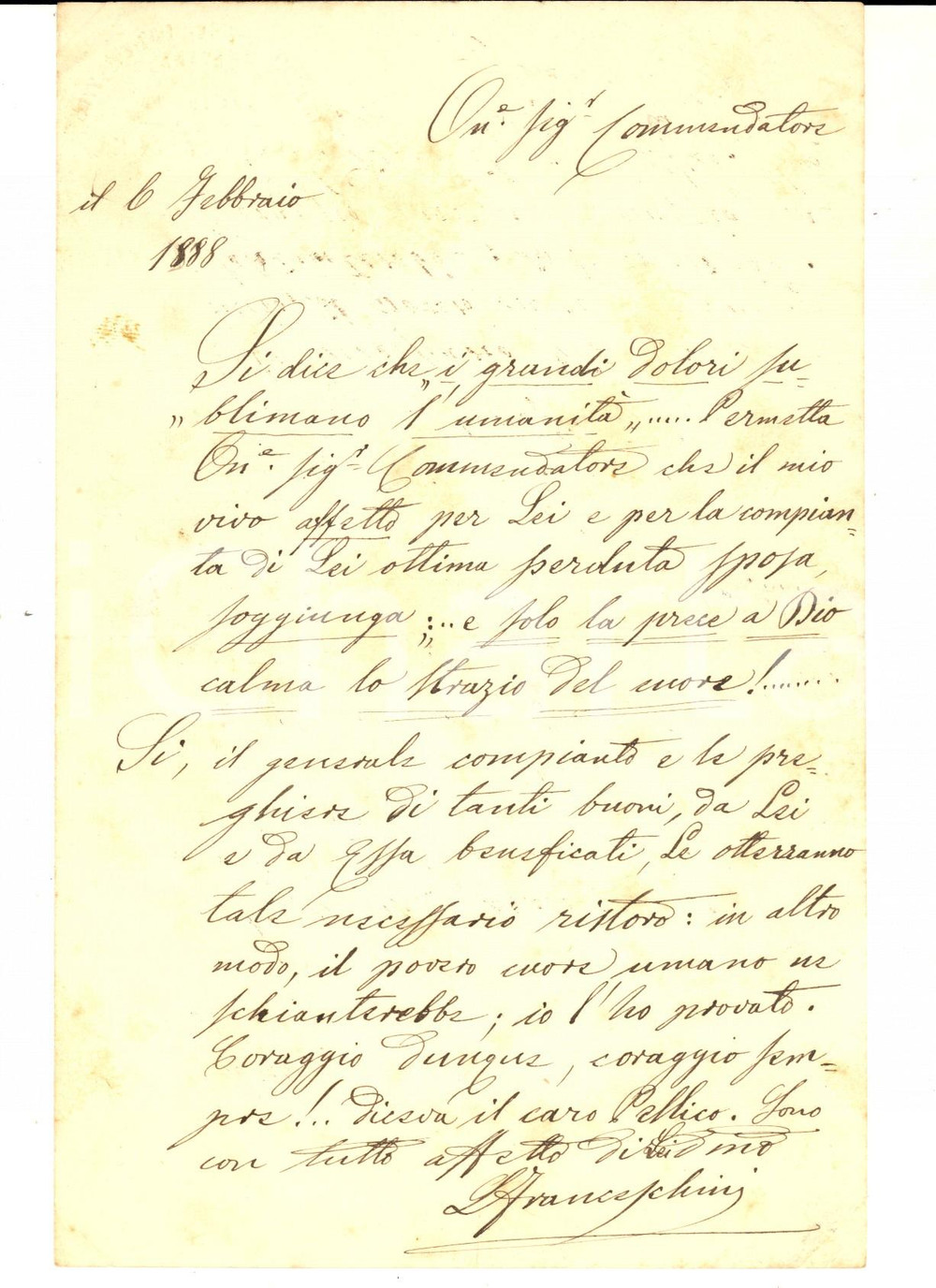 Autografo originale 1888 MARZABOTTO Lettera Luigi FRANCESCHINI segretario comunale  Autografo 1