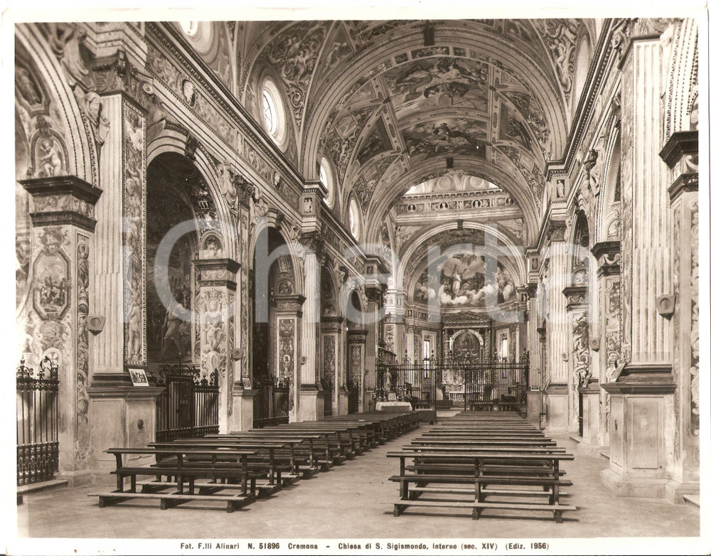 Fotografia d epoca originale 1956 CREMONA Interno della Chiesa di San Sigismondo Foto artistica ALINARI 25x20 1