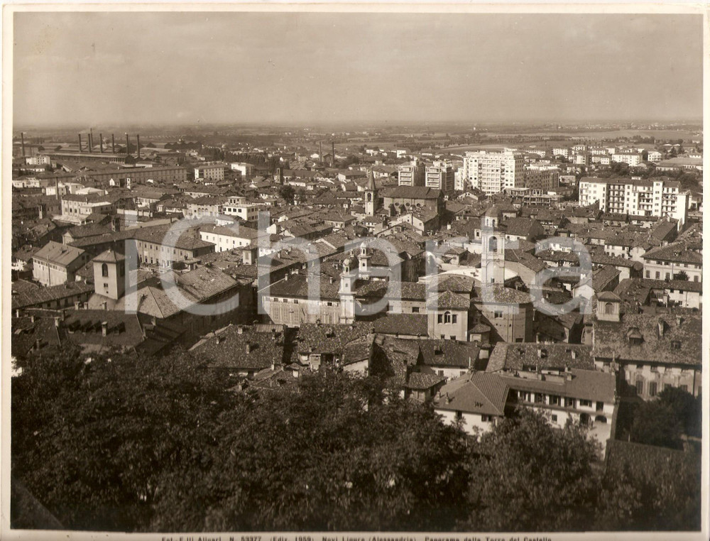 Fotografia d epoca originale 1959 NOVI LIGURE Panorama dalla Torre del Castello Foto artistica ALINARI 25x20 1