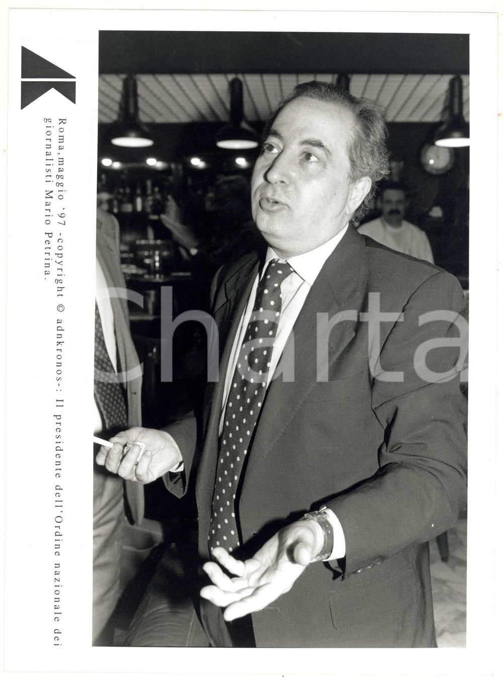 Fotografia d epoca originale 1997 ROMA Ritratto di Mario PETRINA presidente Ordine dei Giornalisti FOTO 17X24 1