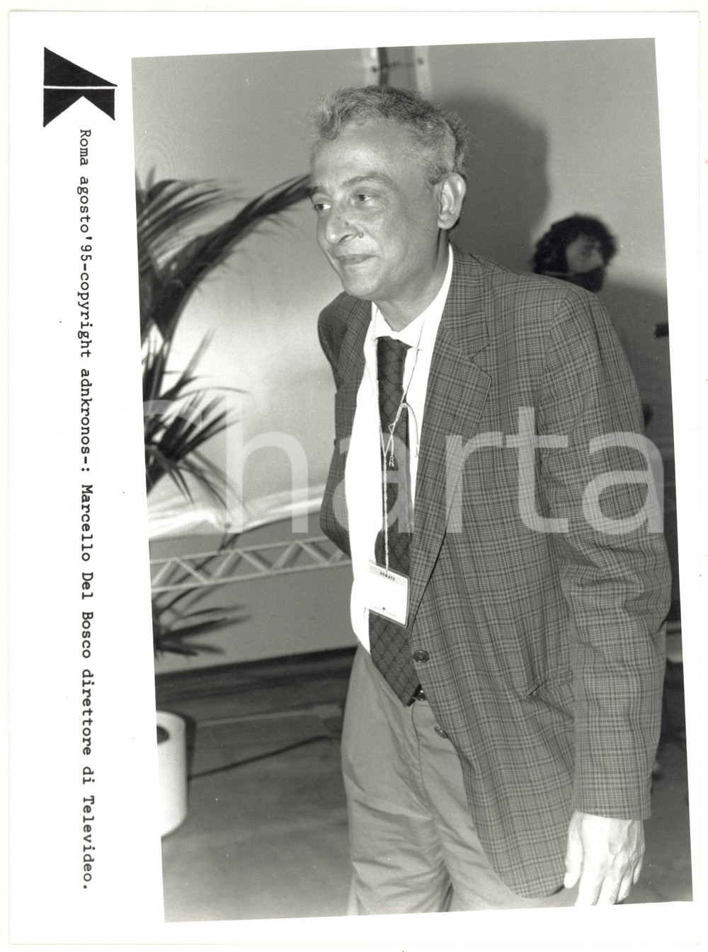 Fotografia d epoca originale 1995 ROMA  RAI Marcello DEL BOSCO direttore di TELEVIDEO Fotografia 17x24 cm 1