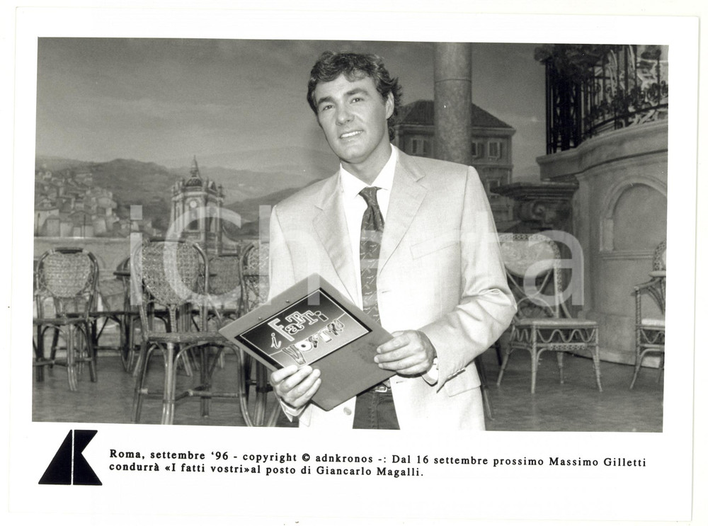 Fotografia d epoca originale 1996 ROMA  RAI DUE Massimo GILETTI conduce I FATTI VOSTRI  Foto 24x17 cm 1