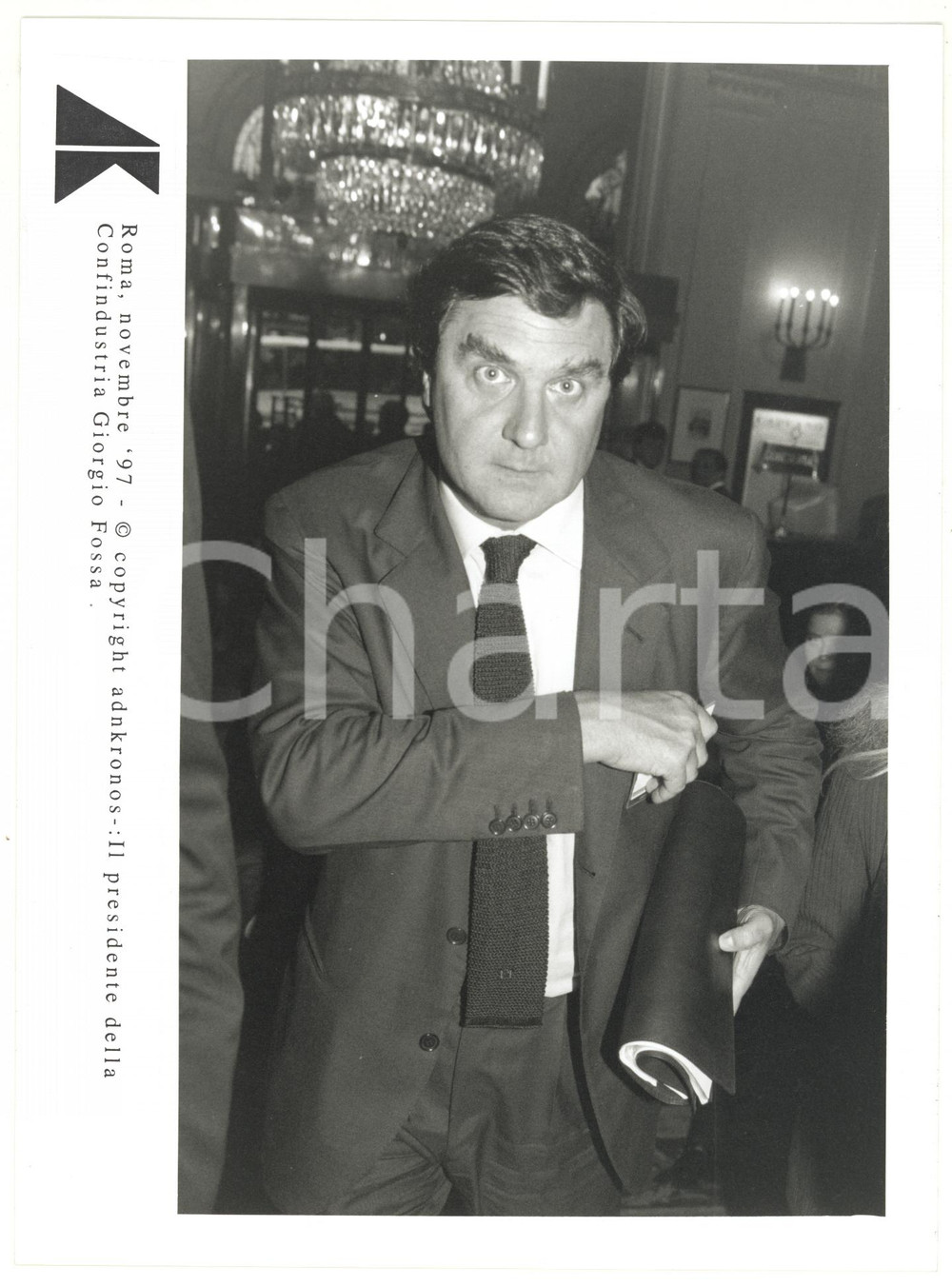 Fotografia d epoca originale 1997 ROMA Ritratto di Giorgio FOSSA presidente di CONFINDUSTRIA  Foto 17x24 cm 1